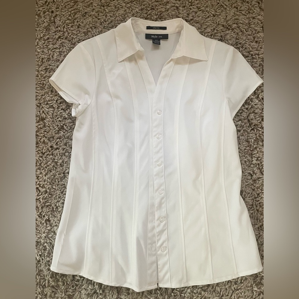 Style & Co. Cream Stretch Blouse